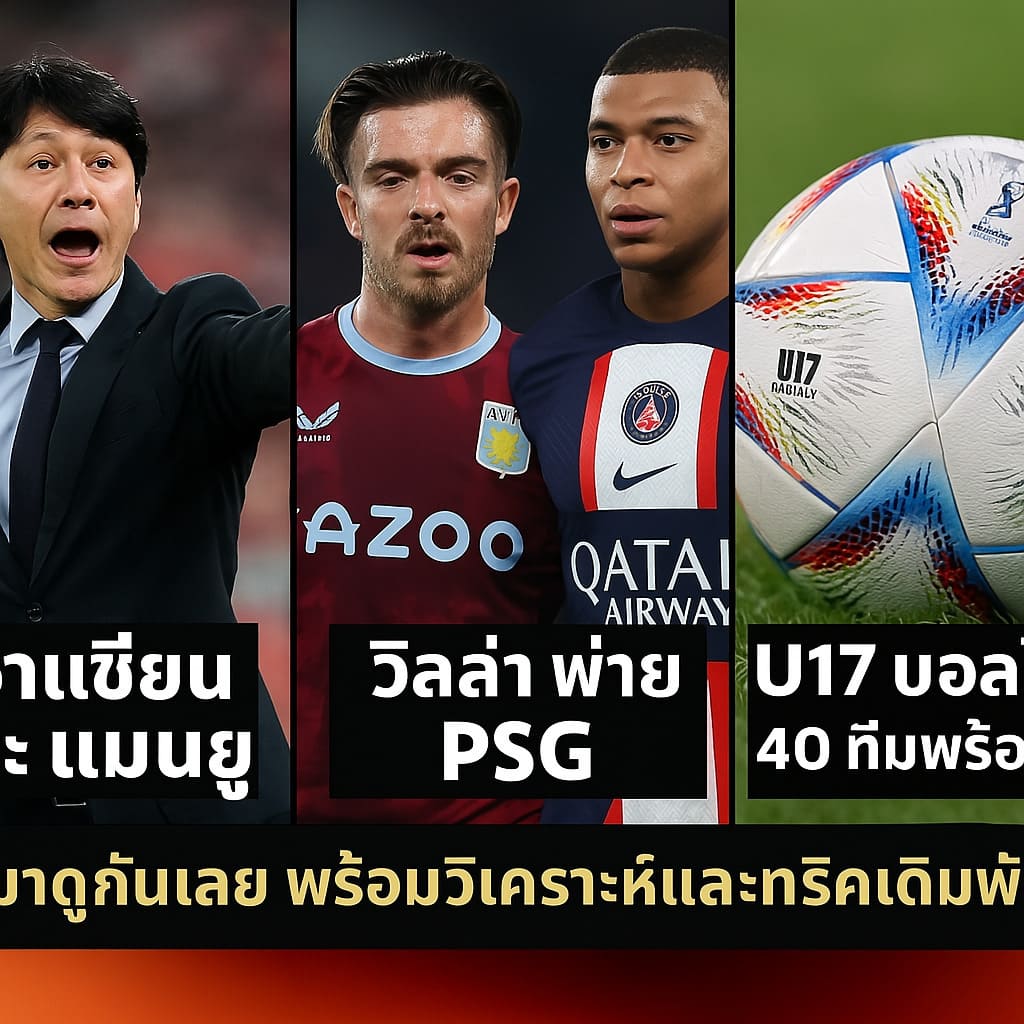 อาเซียน ปะทะ แมนยู, วิลล่า พ่าย PSG, และ U17 บอลโลก 40 ทีมพร้อมลุย